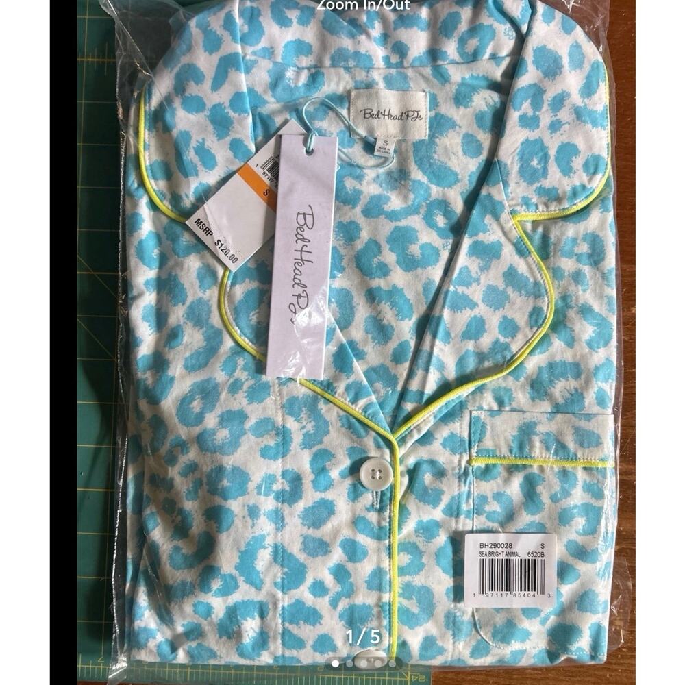 NWT Bedhead Turquoises Animal Print 100% Cotton L/S, Long Pajama Set Size Small - Picture 3 of 8